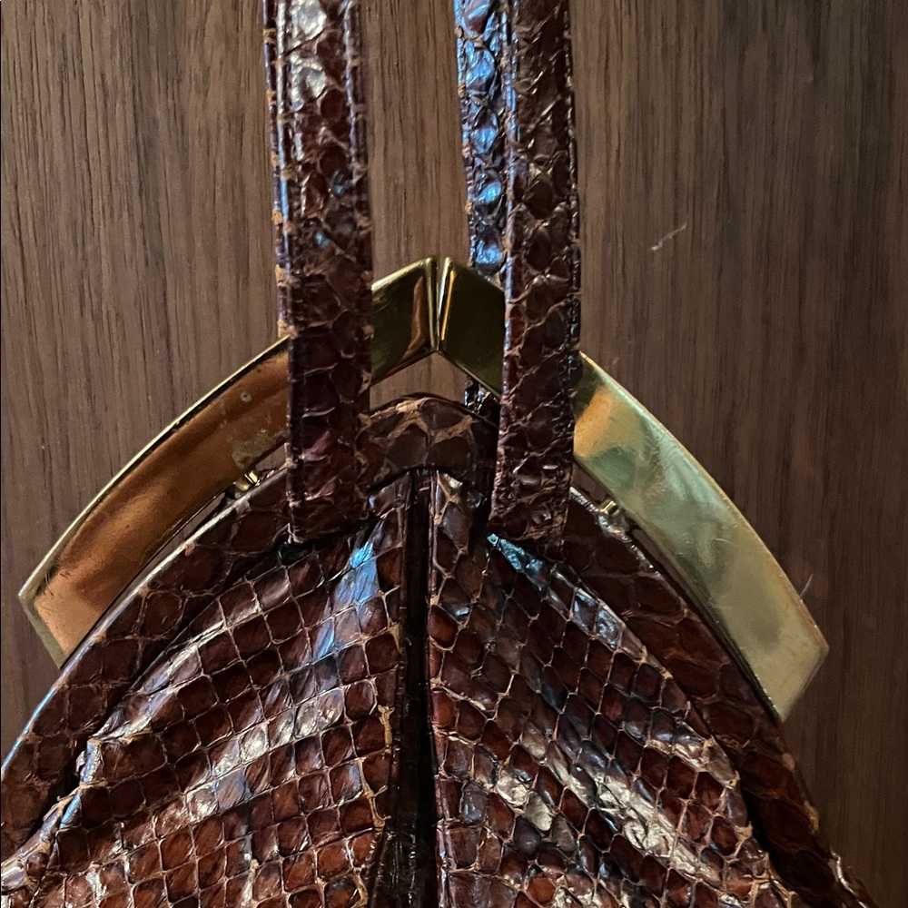 Vintage 1950s Genuine Python Leather Evening Bag … - image 2